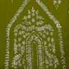 Decorative white pattern on a green background